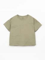 T-shirt de malha em algod�o org�nico e linho