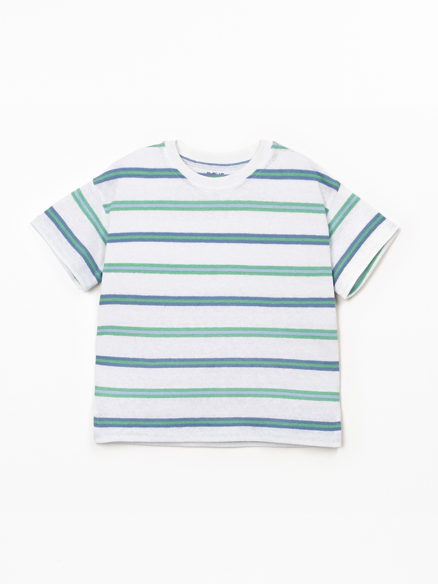 T-shirt mistura de fibras naturais com padrão de riscas