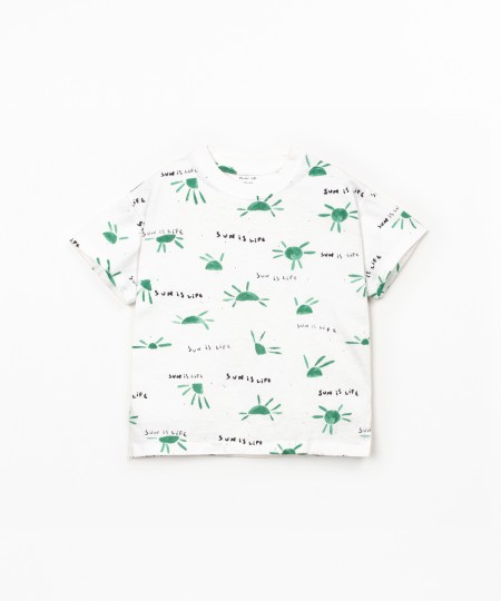 T-shirt anti-uv com estampado de sol