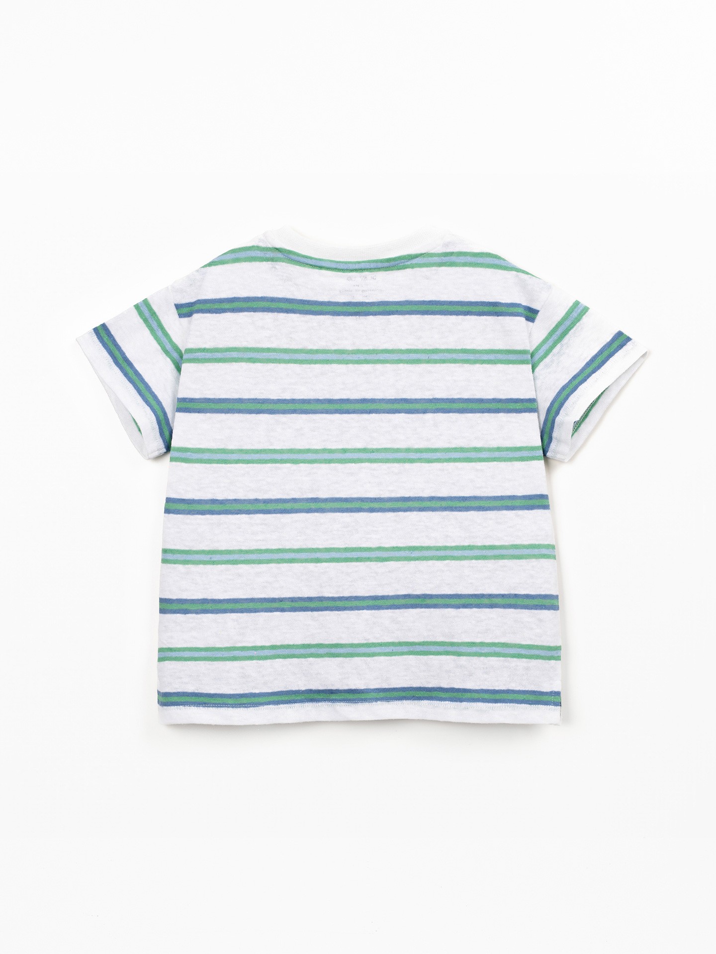 T-shirt mistura de fibras naturais com padrão de riscas