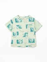 T-shirt em mistura de fibras naturais