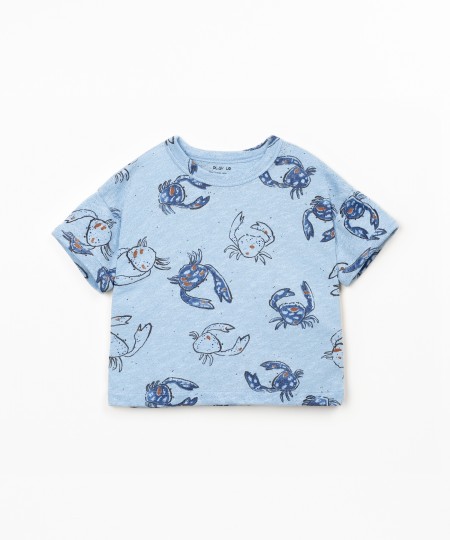 T-shirt em fibras naturais com estampado