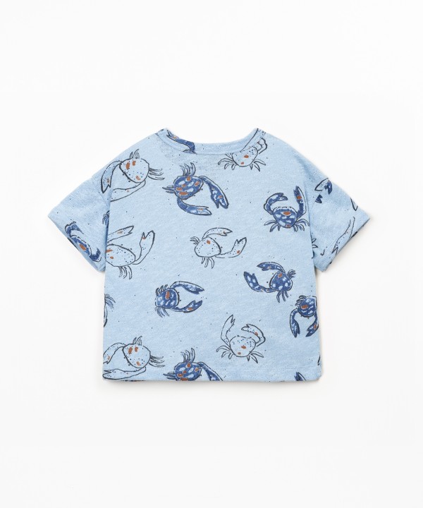 T-shirt em fibras naturais com estampado