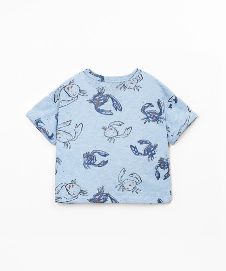 T-shirt em fibras naturais com estampado