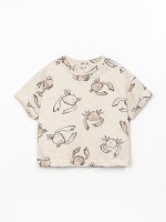 T-shirt em fibras naturais com estampado