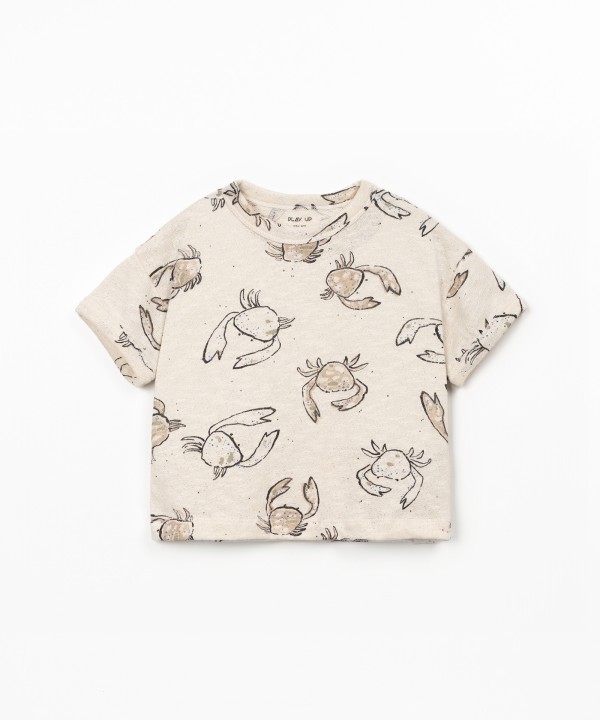 T-shirt em fibras naturais com estampado