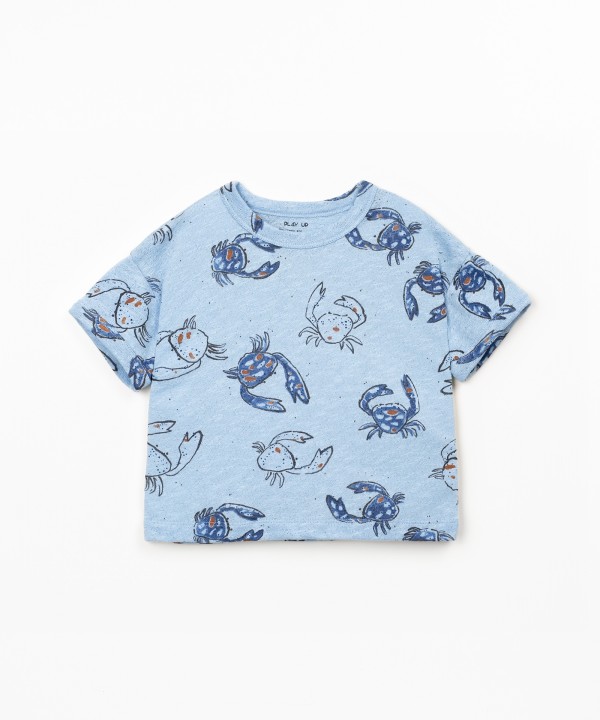 T-shirt em fibras naturais com estampado