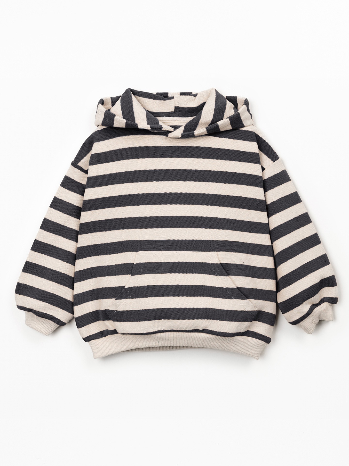 Camisola às riscas com capucho