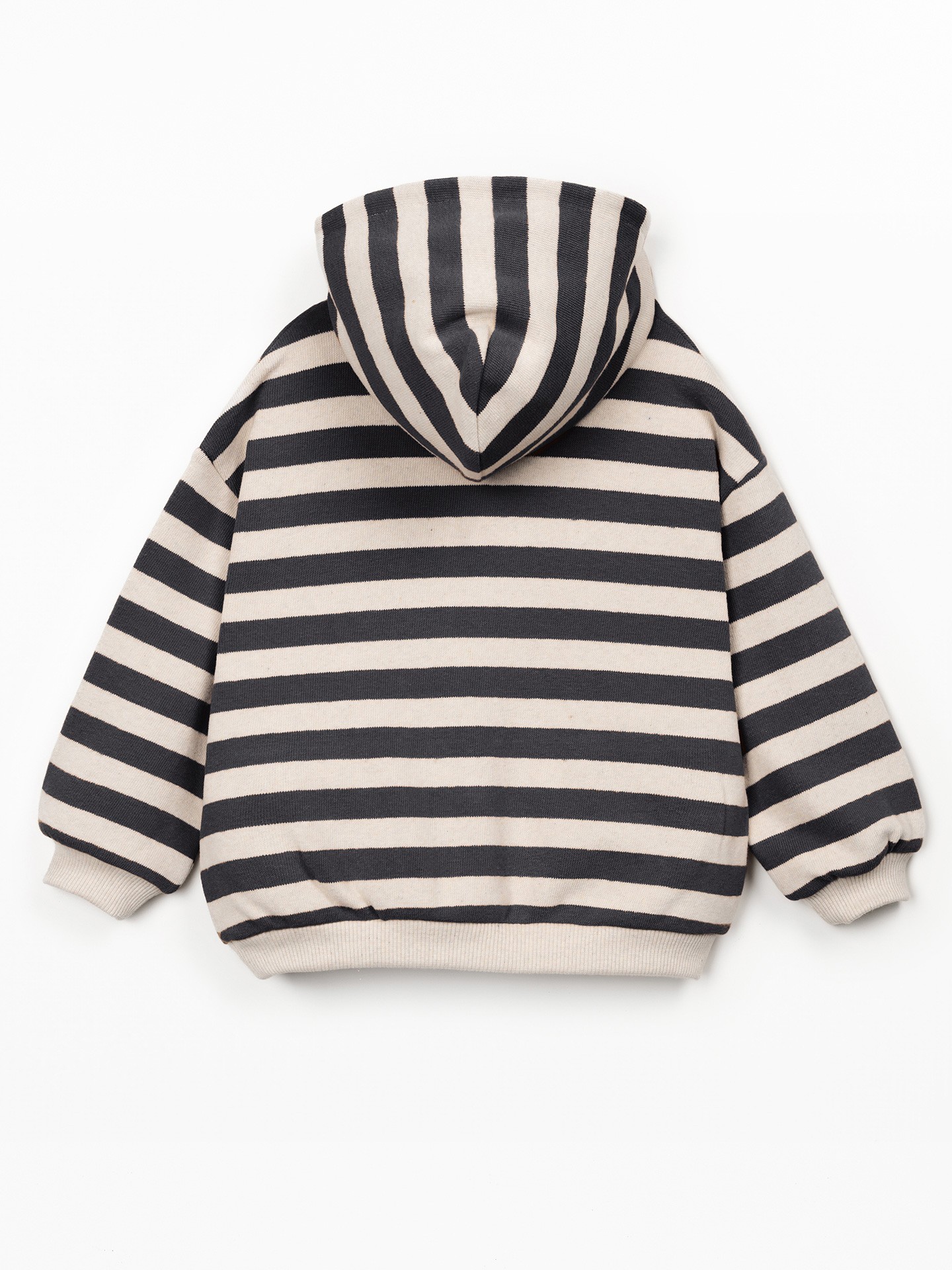 Camisola às riscas com capucho