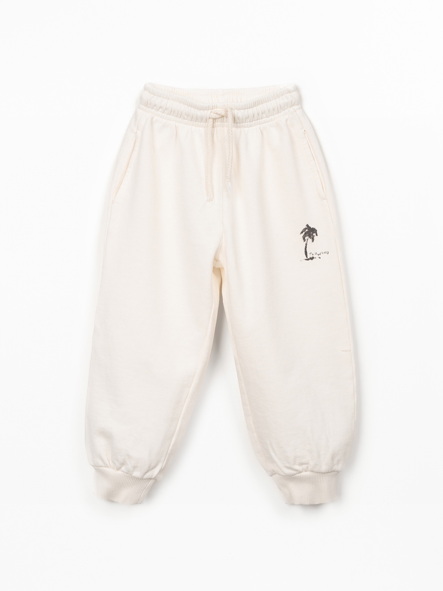 Trousers in natural fibers with print