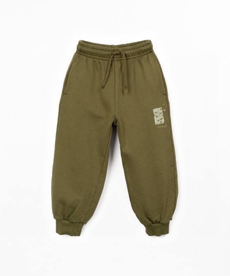 Trousers in natural fibers with design