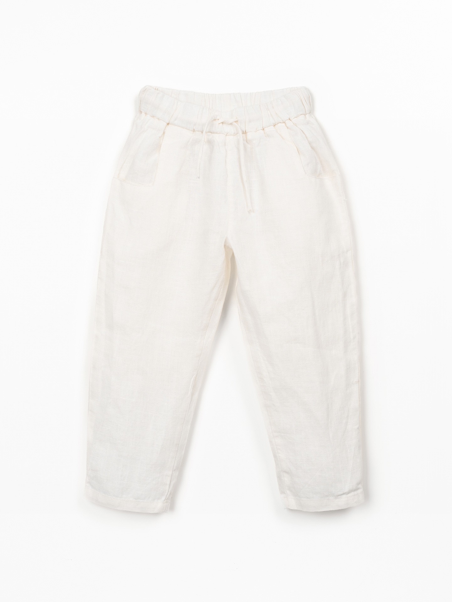 Linen trousers with elastic waistband