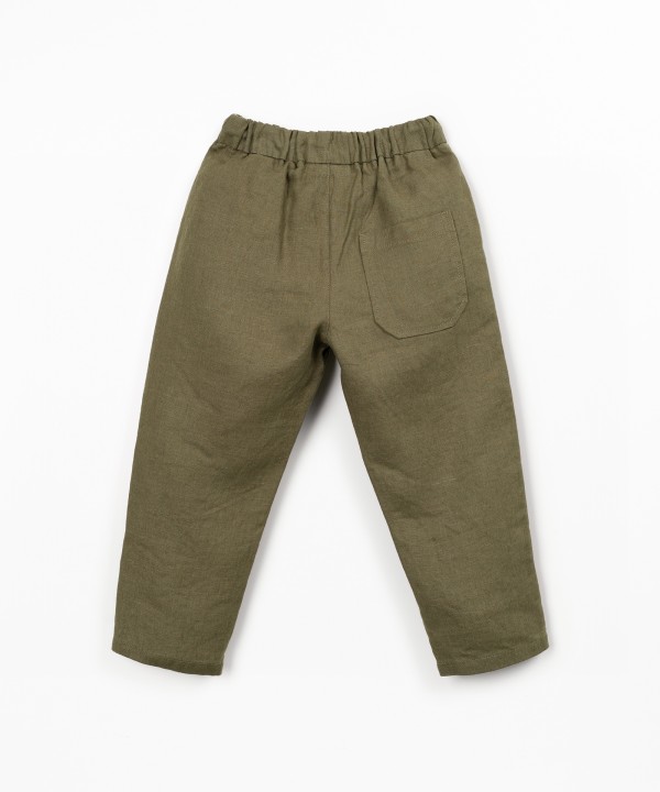 Linen trousers with elastic waistband
