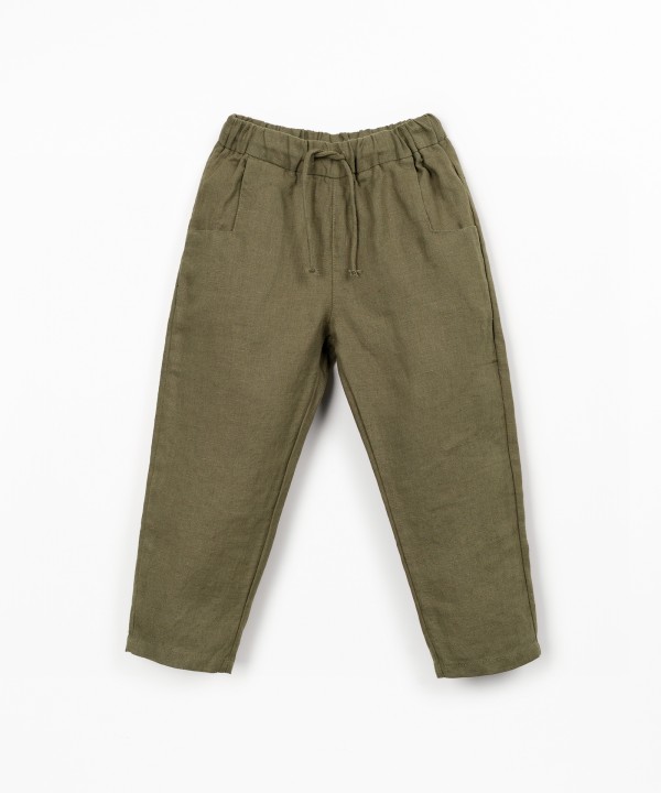 Linen trousers with elastic waistband