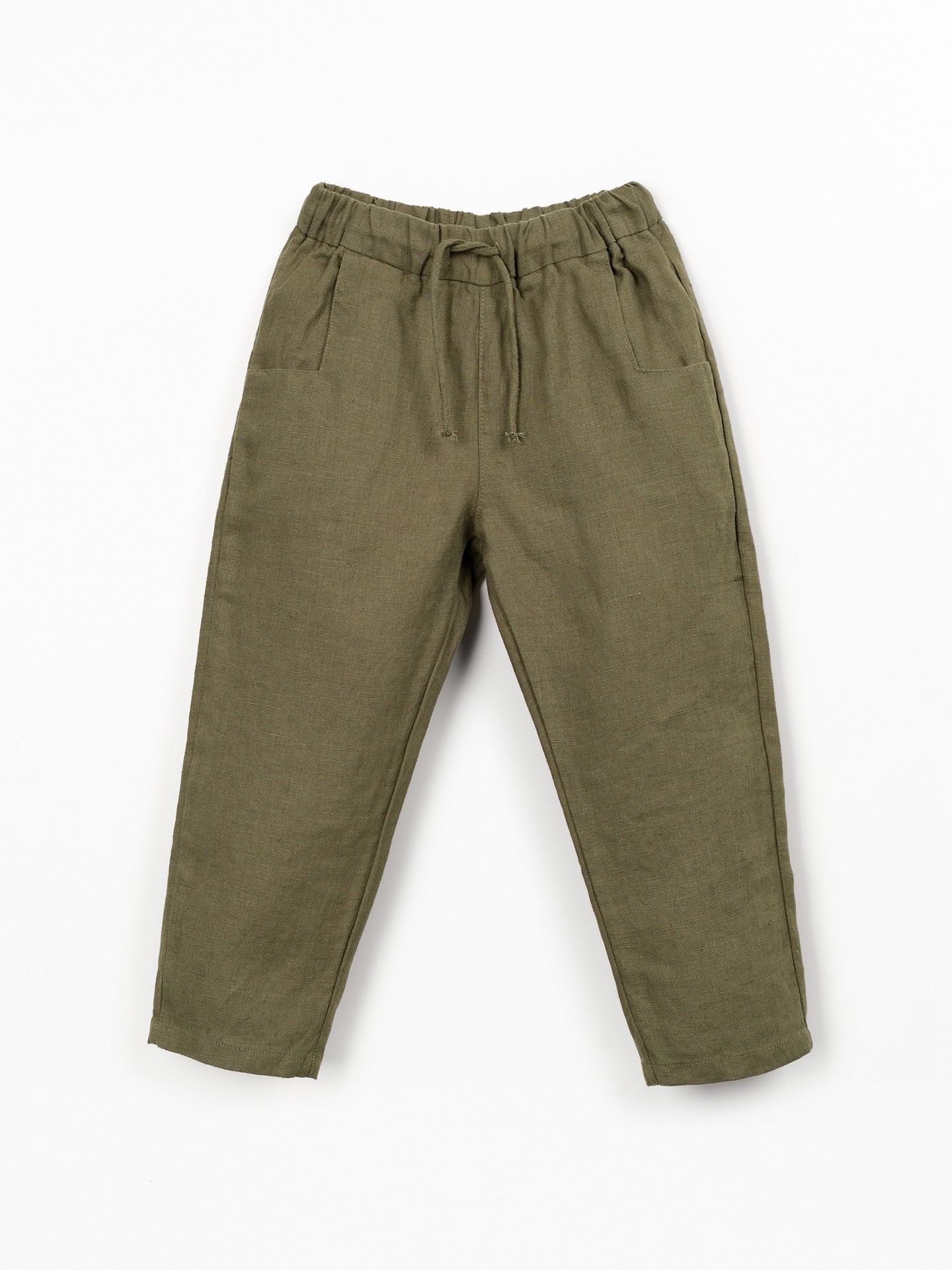 Linen trousers with elastic waistband