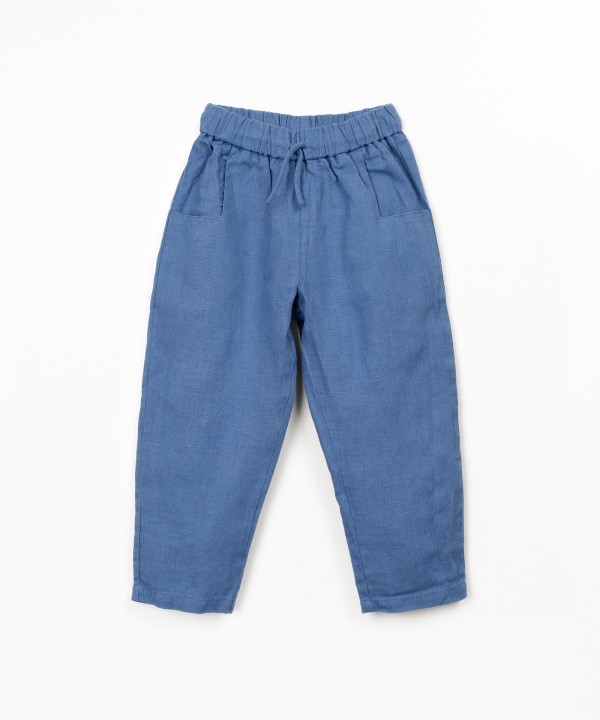 Linen trousers with elastic waistband