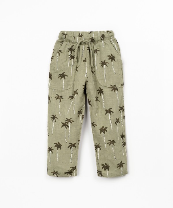 Organic cotton printed fabric trousers