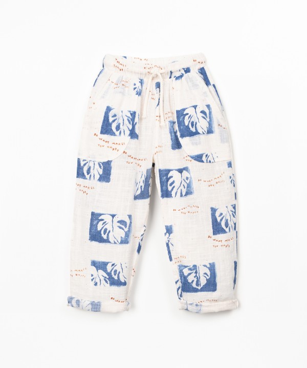 Organic cotton fabric trousers with print
