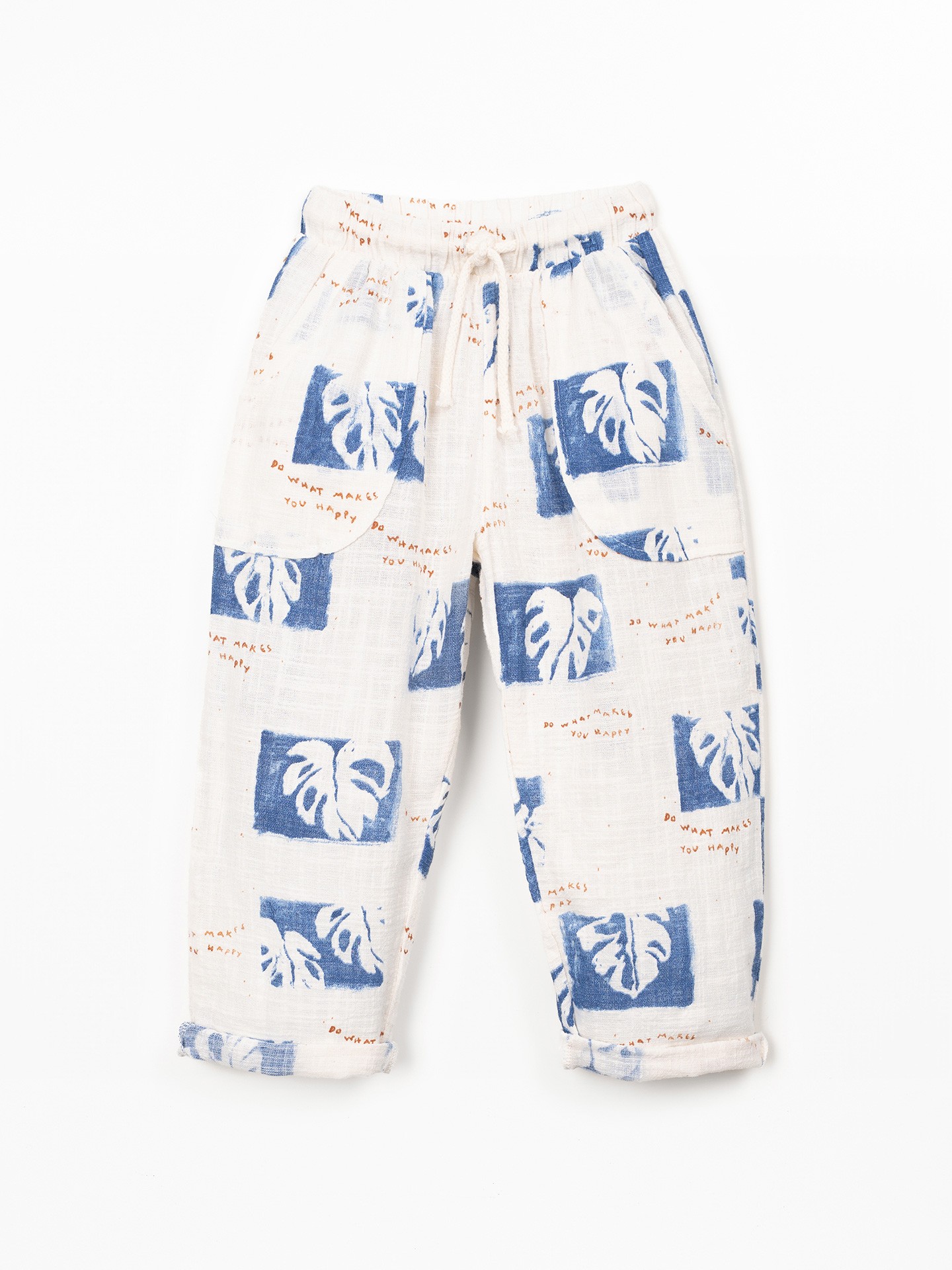 Organic cotton fabric trousers with print