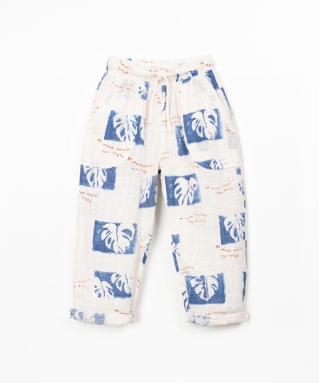 Organic cotton fabric trousers with print