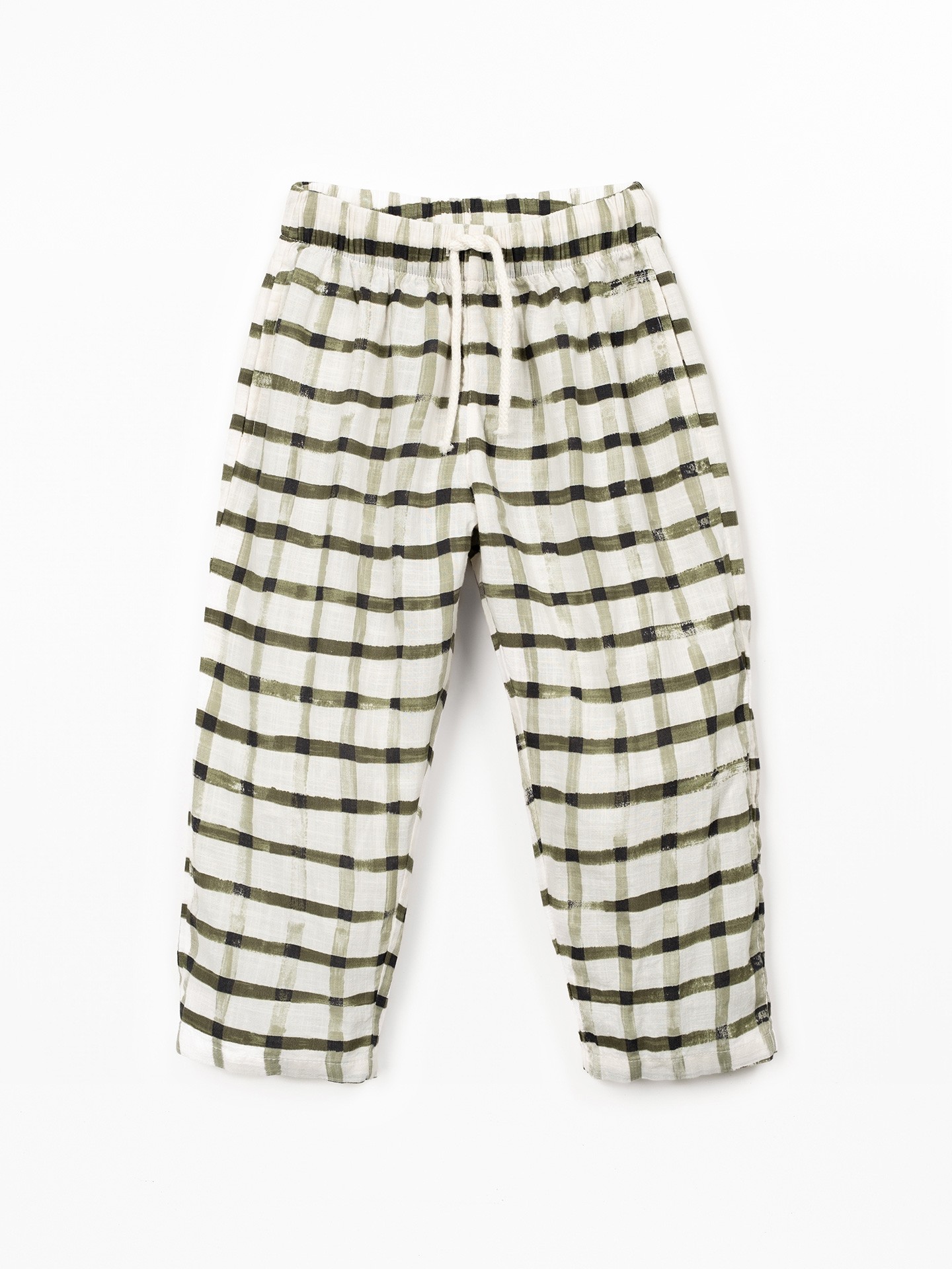 Fabric trousers with checkered print