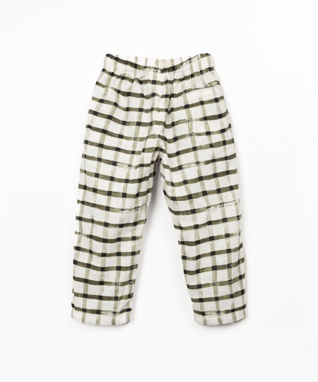 Calça de tecido com estampado xadrez