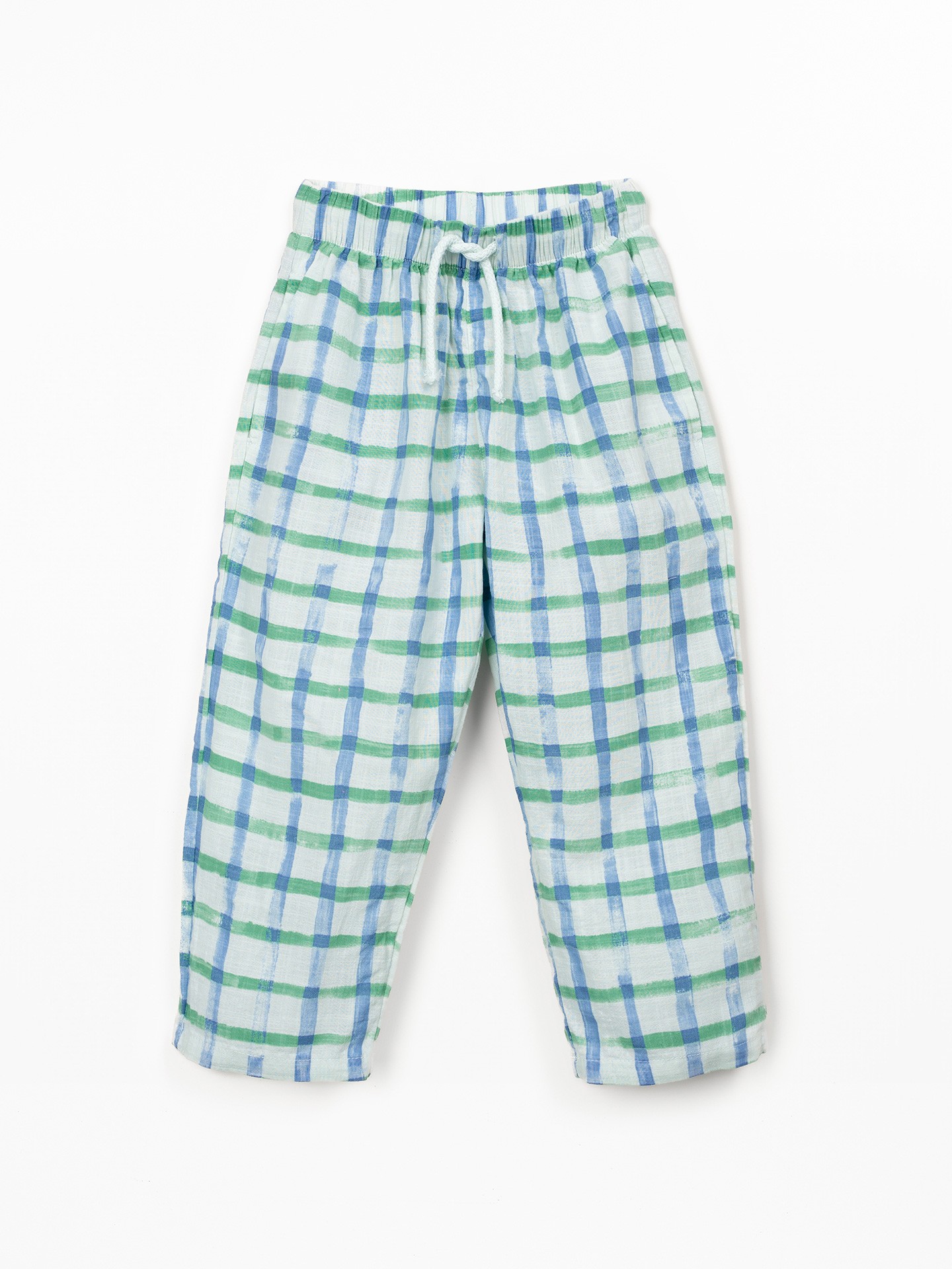 Woven trousers with checkered print