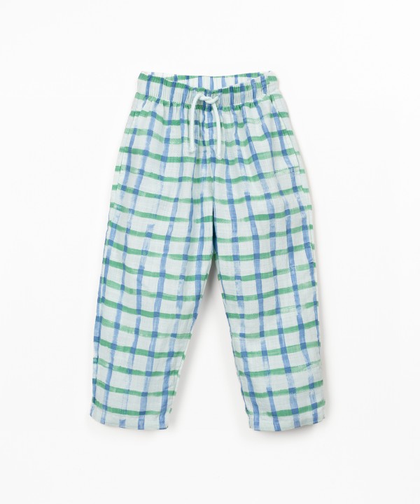Woven trousers with checkered print