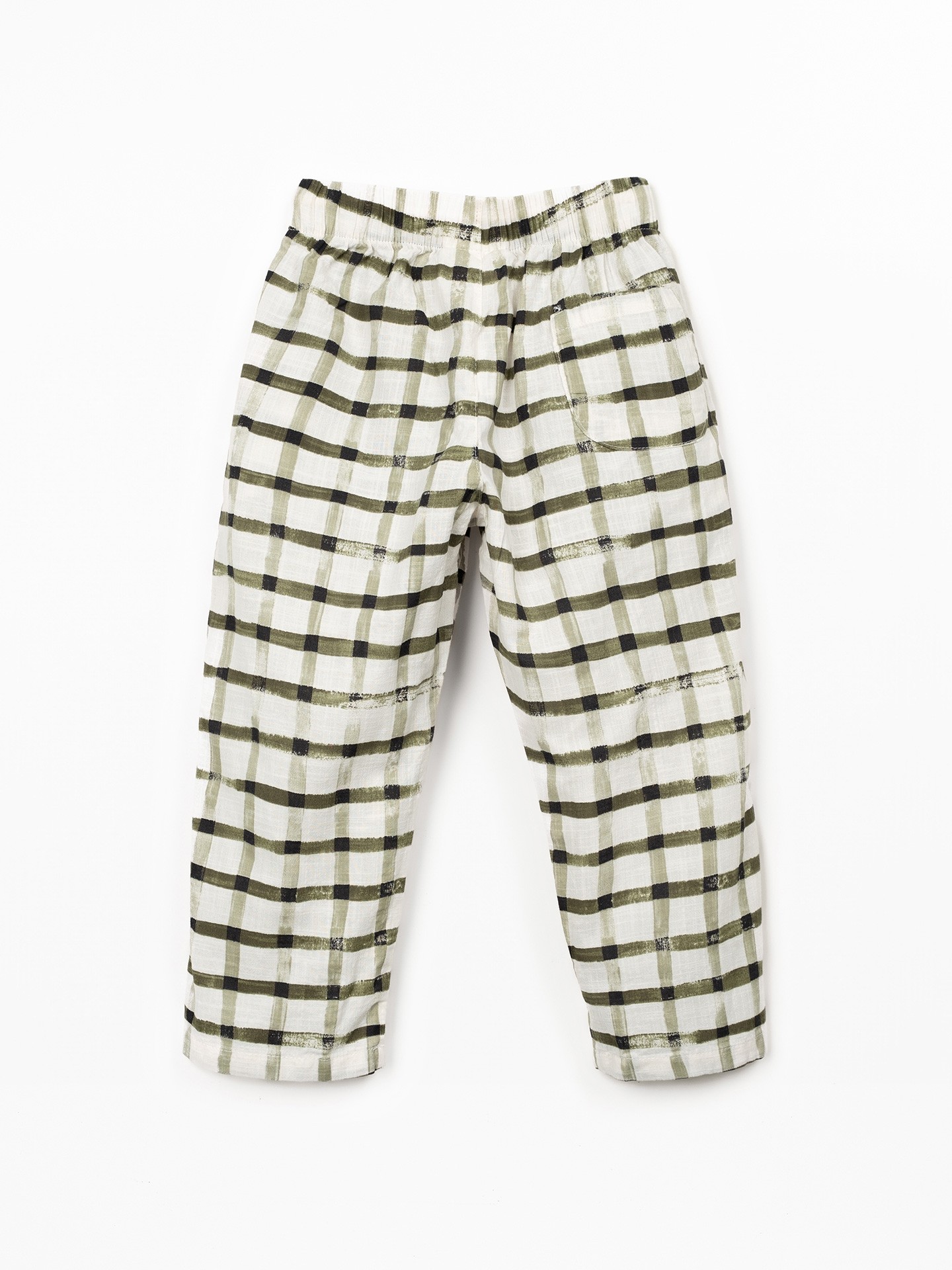 Fabric trousers with checkered print