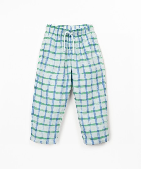 Woven trousers with checkered print