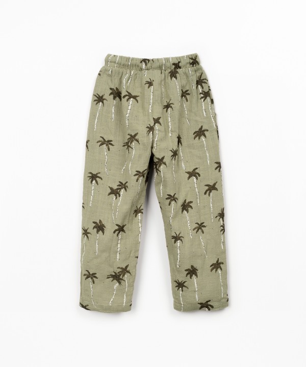 Organic cotton printed fabric trousers
