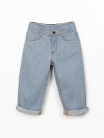 Denim trousers with adjustable belt