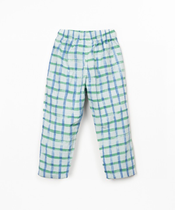Woven trousers with checkered print