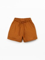 Calção de malha com linho Calção de malha com linho