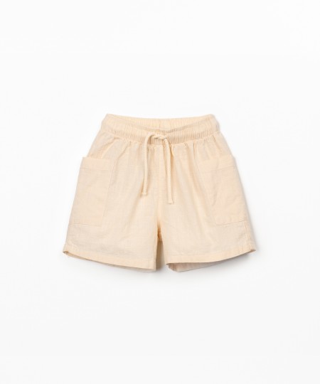 Fabric shorts with adjustable drawstring