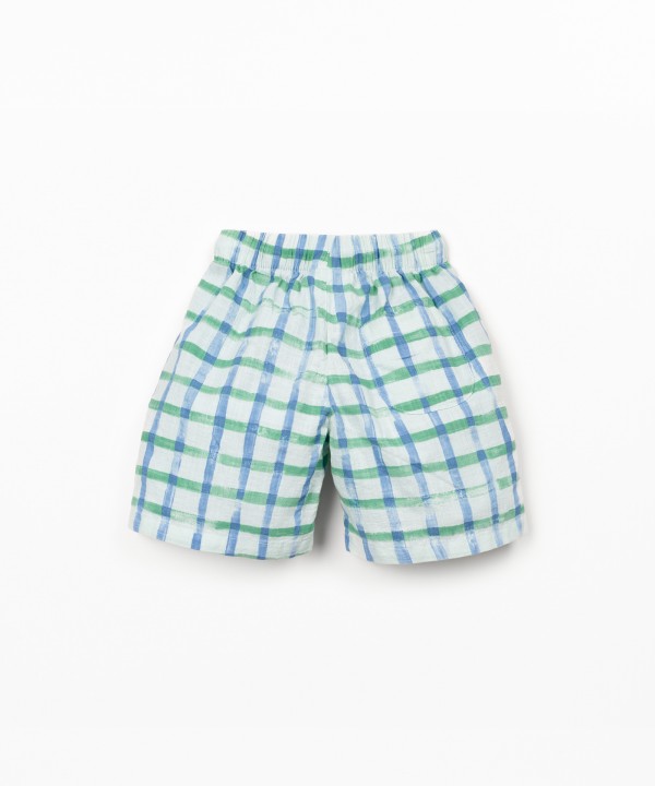 Checkered print fabric shorts