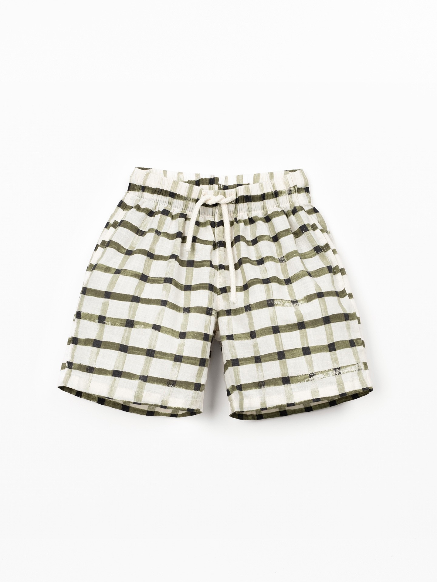 Checkered print fabric shorts