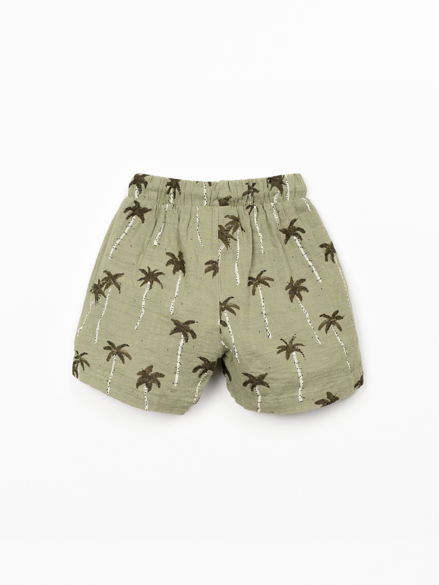 Calção de algodão orgânico com estampado de palmeiras