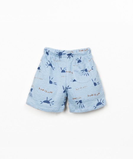 Jersey shorts with sun print