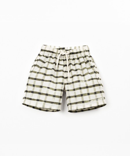 Checkered print fabric shorts