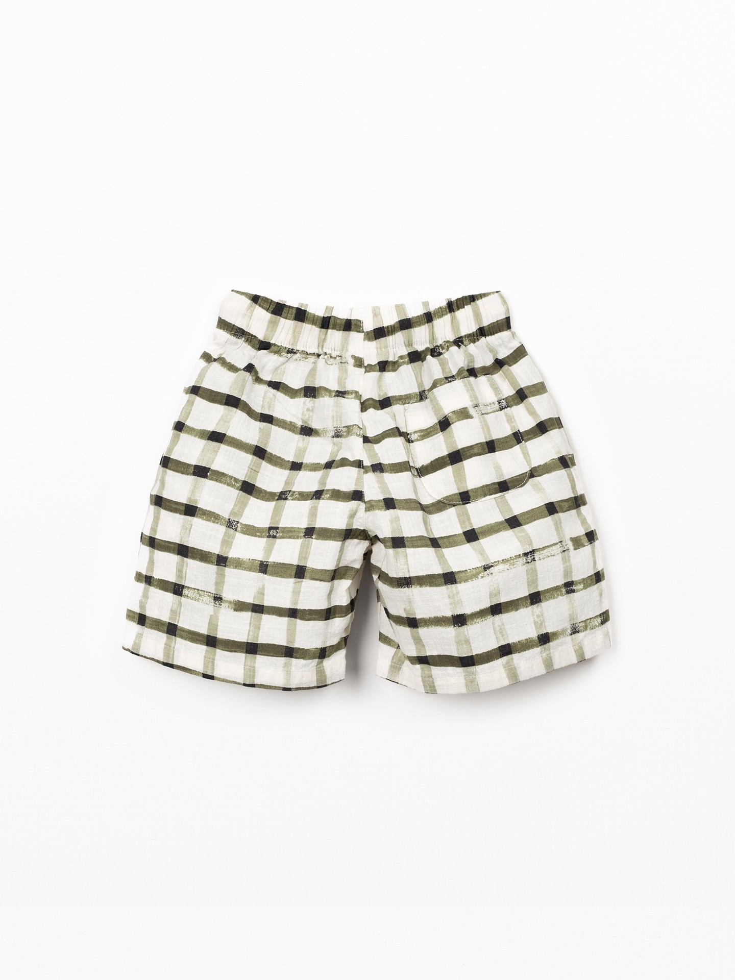 Checkered print fabric shorts