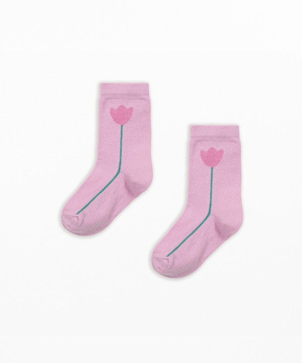Jacquard socks with flower pattern