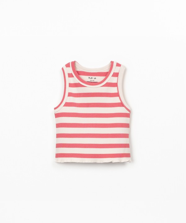 Sleeveless top with striped pattern