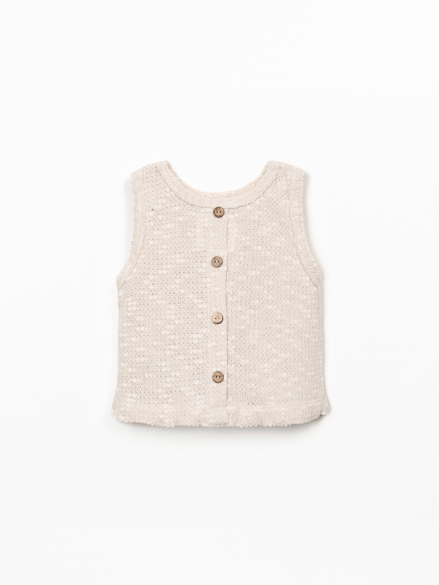 Top sem mangas em malha texturada