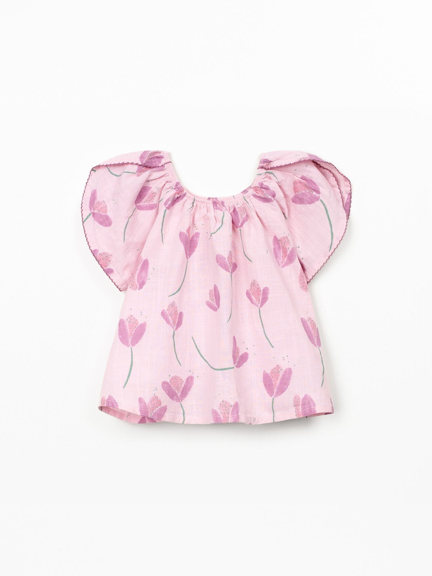 Túnica de algodão orgânico com estampado de tulipas