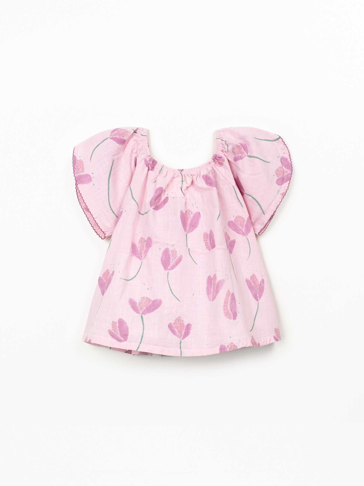 Túnica de algodão orgânico com estampado de tulipas