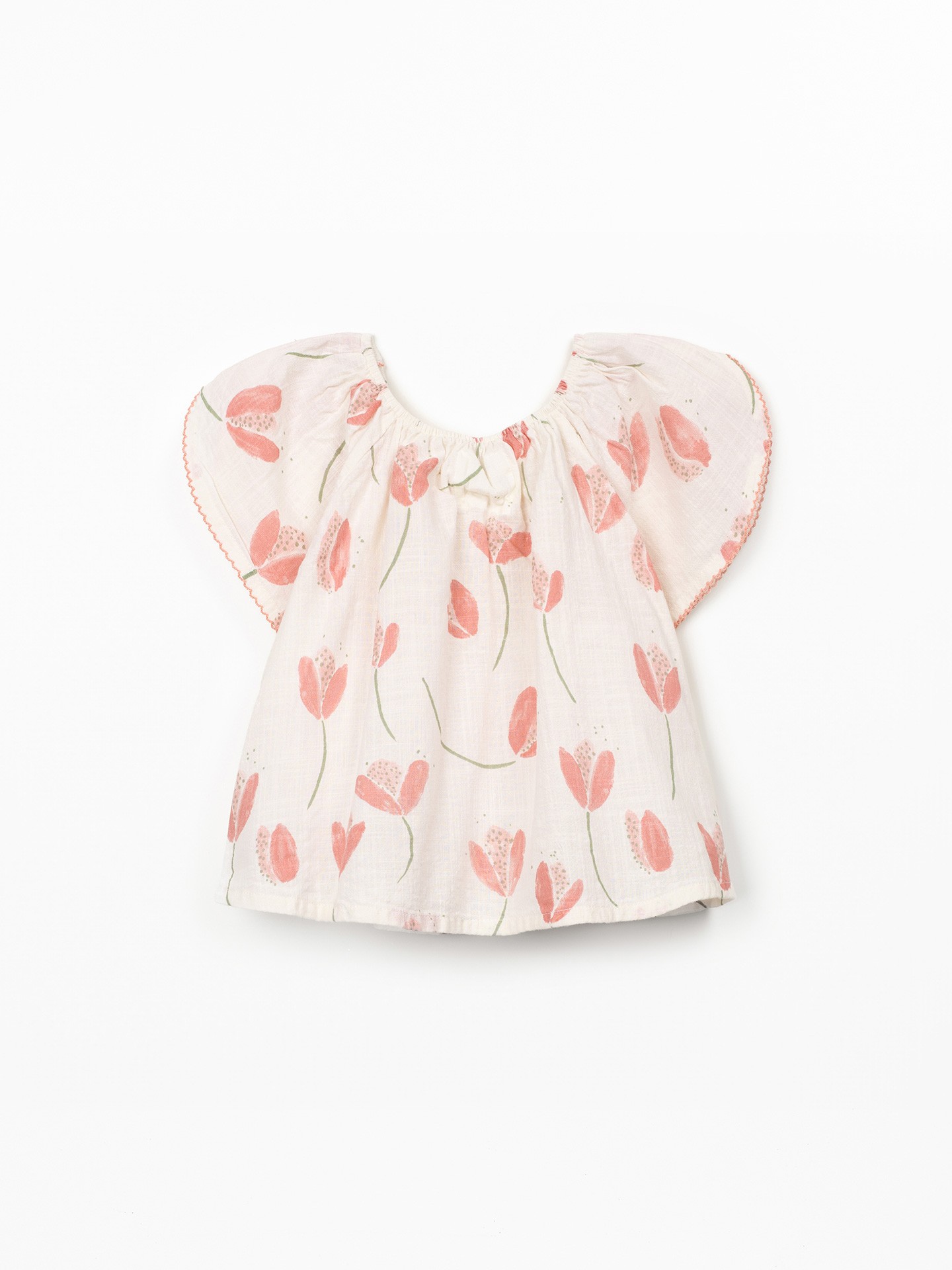 Túnica de algodão orgânico com estampado de tulipas