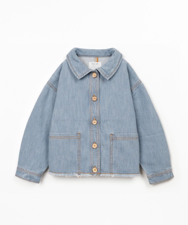 Cotton denim jacket with pockets