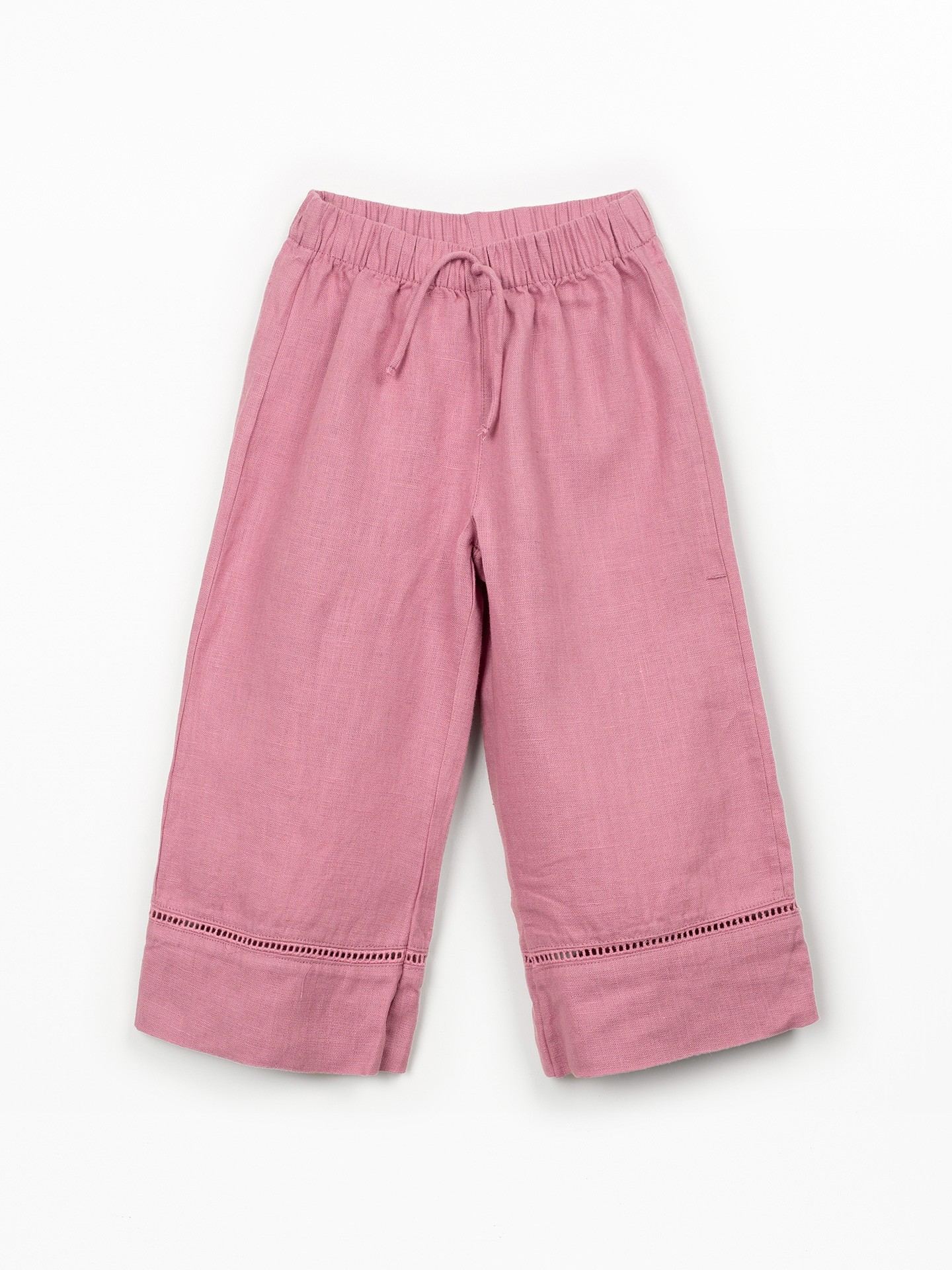 Calça em linho com cinto elástico