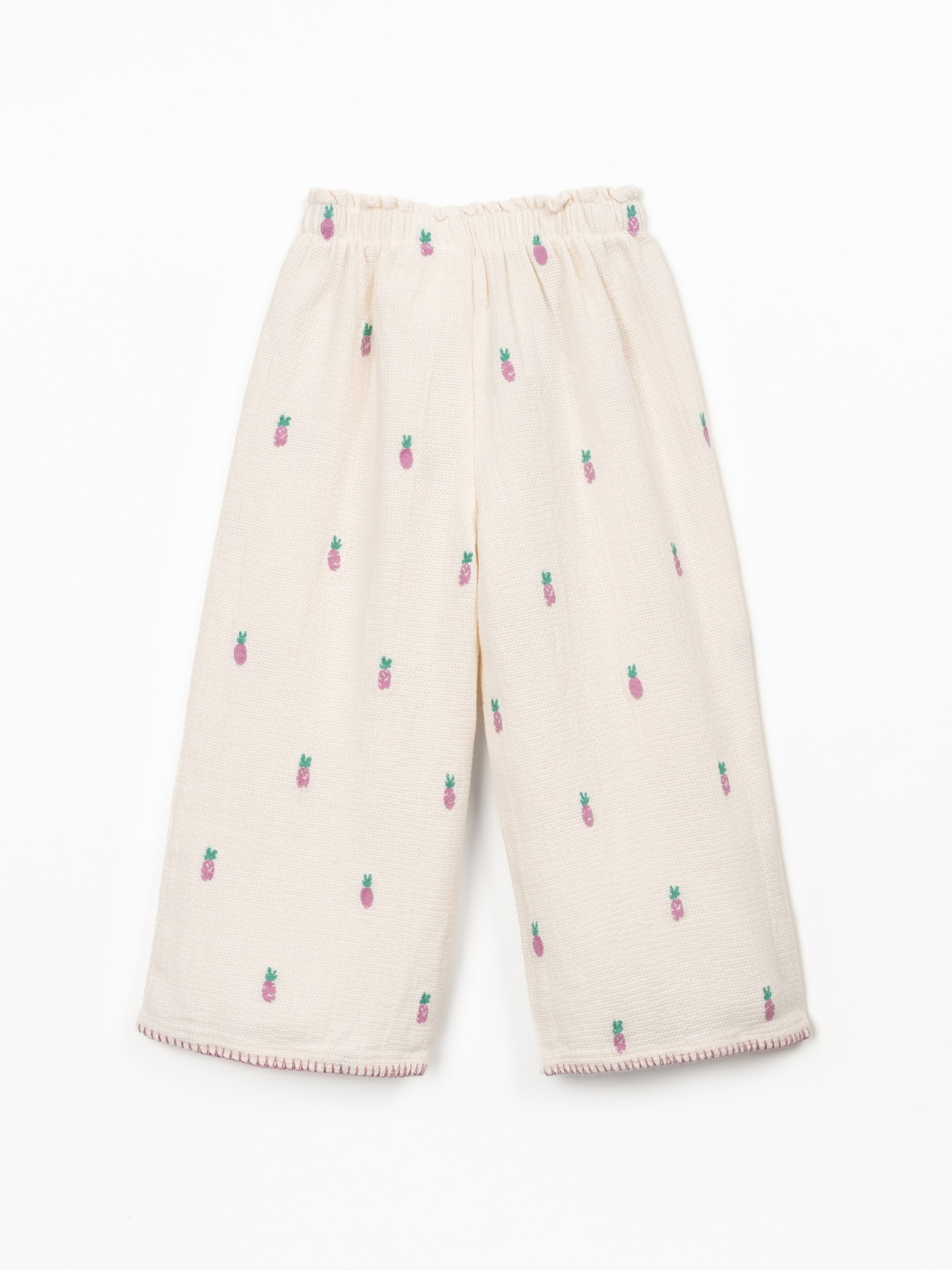 Printed fabric trousers with pineapples